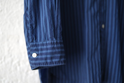 17SS MAO SHIRT II BLUE NAVY STRIPES ストライプマオカラーシャツ / Cristaseya(クリスタセヤ)