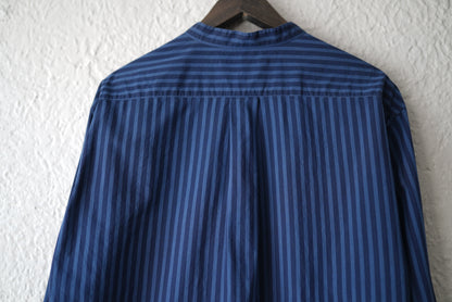 17SS MAO SHIRT II BLUE NAVY STRIPES ストライプマオカラーシャツ / Cristaseya(クリスタセヤ)
