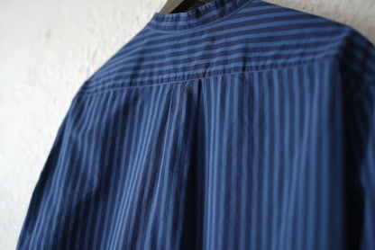 17SS MAO SHIRT II BLUE NAVY STRIPES ストライプマオカラーシャツ / Cristaseya(クリスタセヤ)