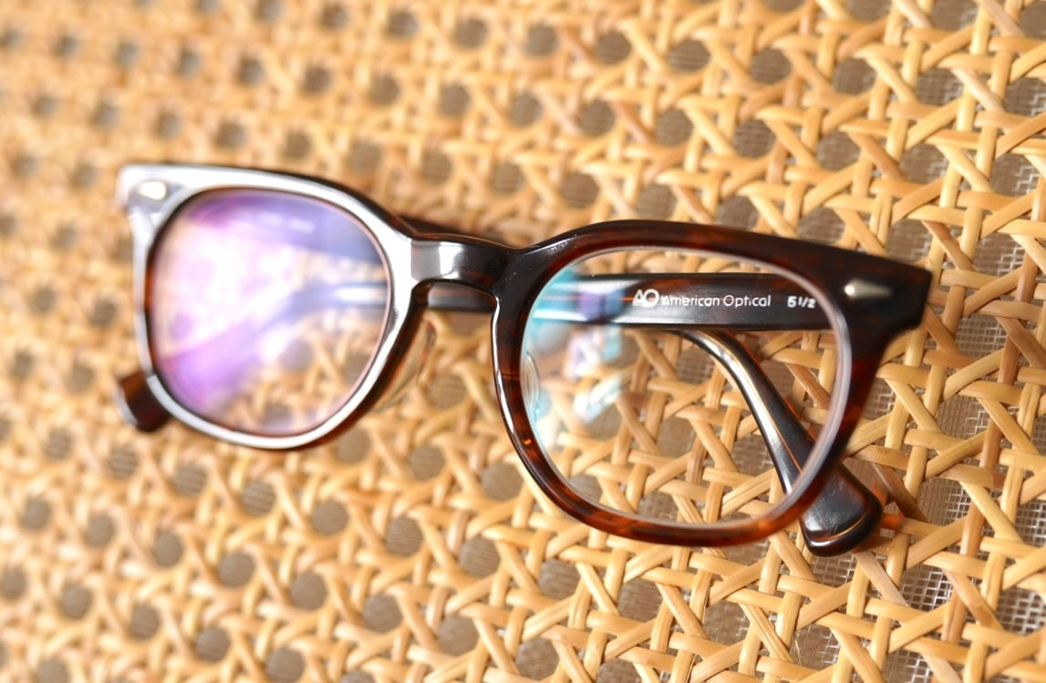 1960's TIMES セルフレームアイウェア 眼鏡 アンバー 48/24 / American Optical(アメリカンオプティカル)