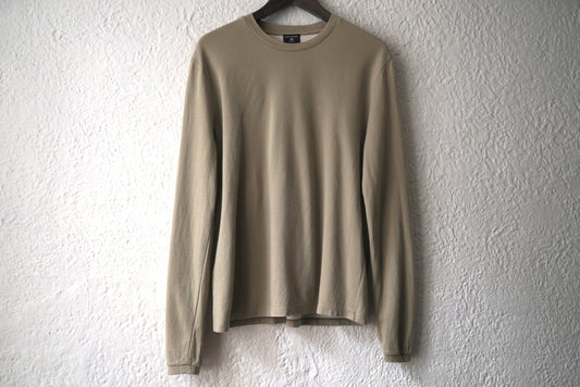 20SS ガス焼き加工クルーネック長袖Tシャツ カーキ / OPUS JAPAN(オーパスジャパン)