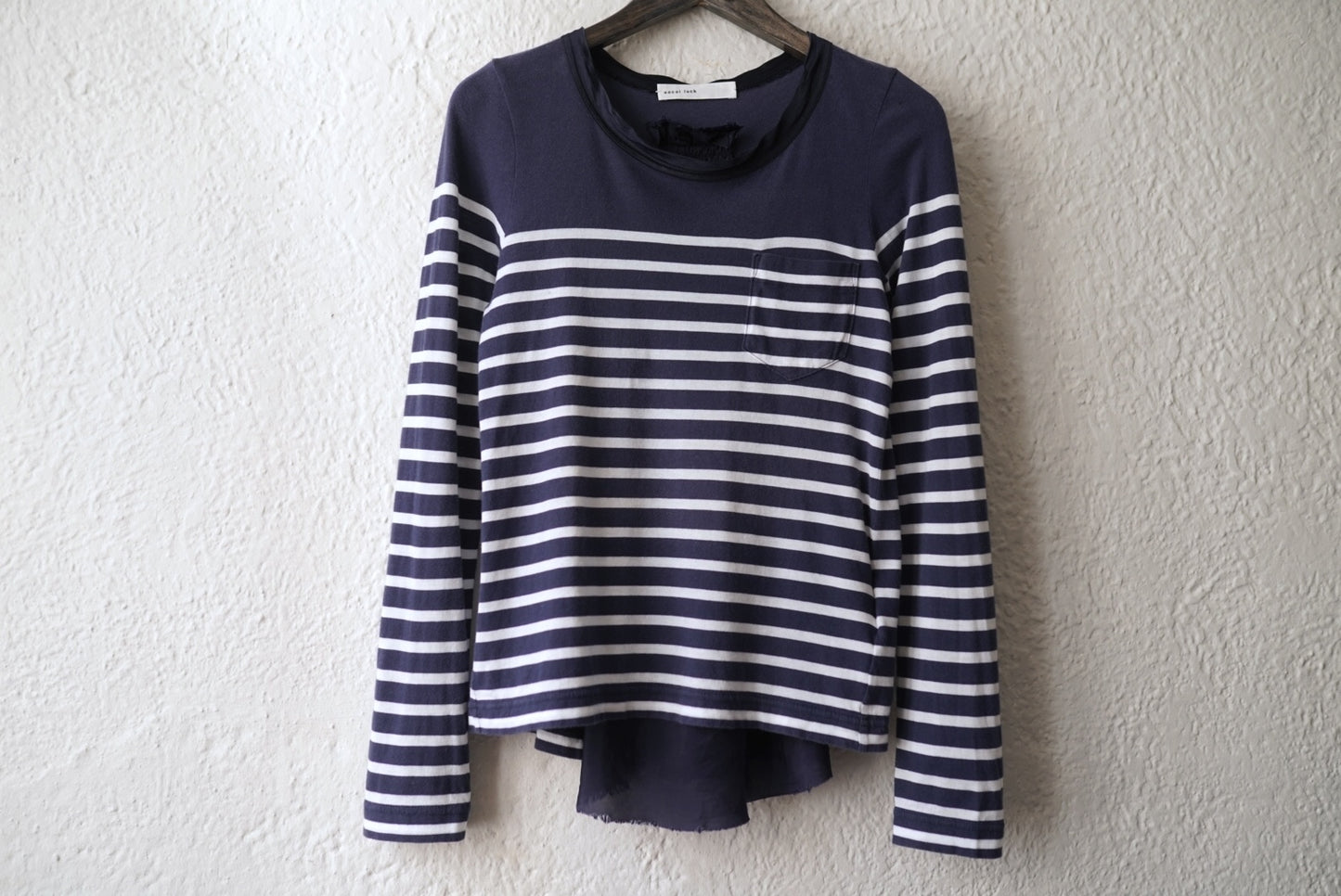 14AW ドッキング長袖ボーダーチュニック チュールフレアトップス / sacai luck(サカイ ラック)