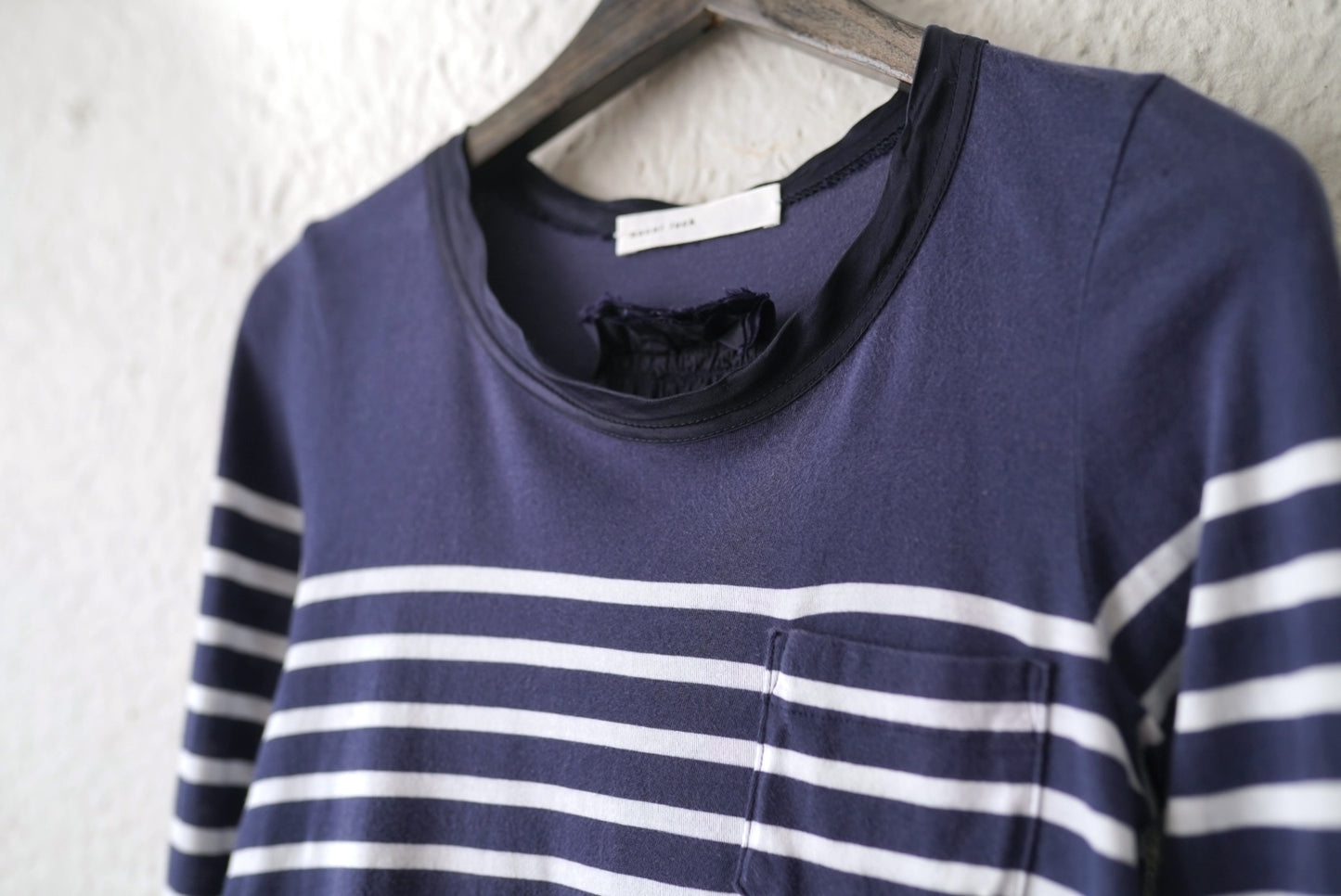 14AW ドッキング長袖ボーダーチュニック チュールフレアトップス / sacai luck(サカイ ラック)