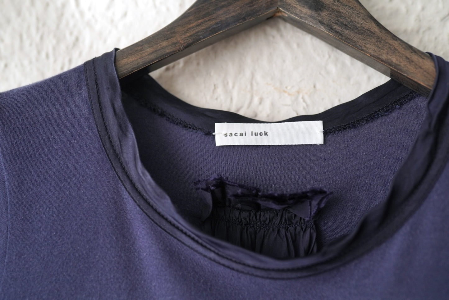 14AW ドッキング長袖ボーダーチュニック チュールフレアトップス / sacai luck(サカイ ラック)