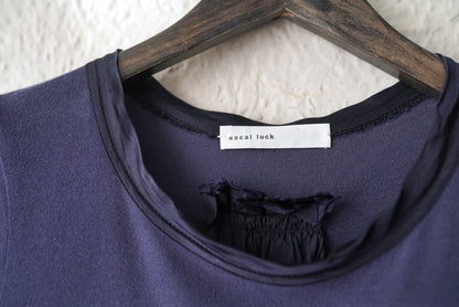 14AW ドッキング長袖ボーダーチュニック チュールフレアトップス / sacai luck(サカイ ラック)