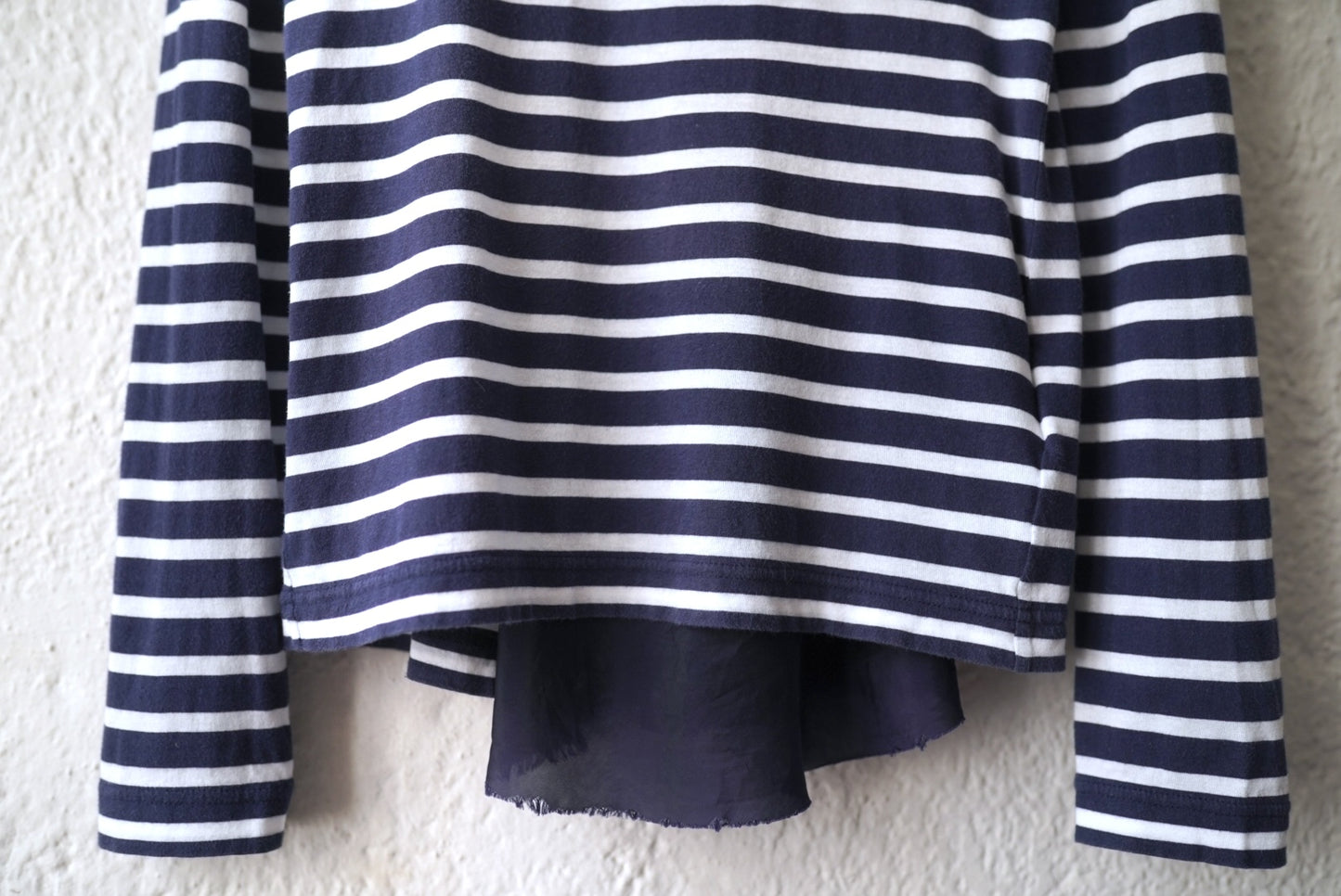 14AW ドッキング長袖ボーダーチュニック チュールフレアトップス / sacai luck(サカイ ラック)