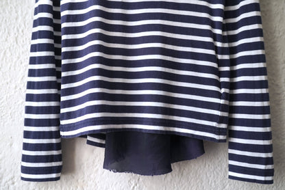 14AW ドッキング長袖ボーダーチュニック チュールフレアトップス / sacai luck(サカイ ラック)