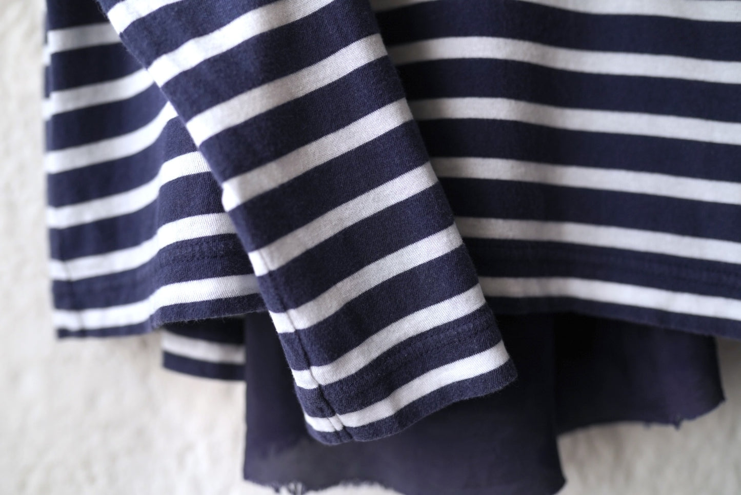 14AW ドッキング長袖ボーダーチュニック チュールフレアトップス / sacai luck(サカイ ラック)