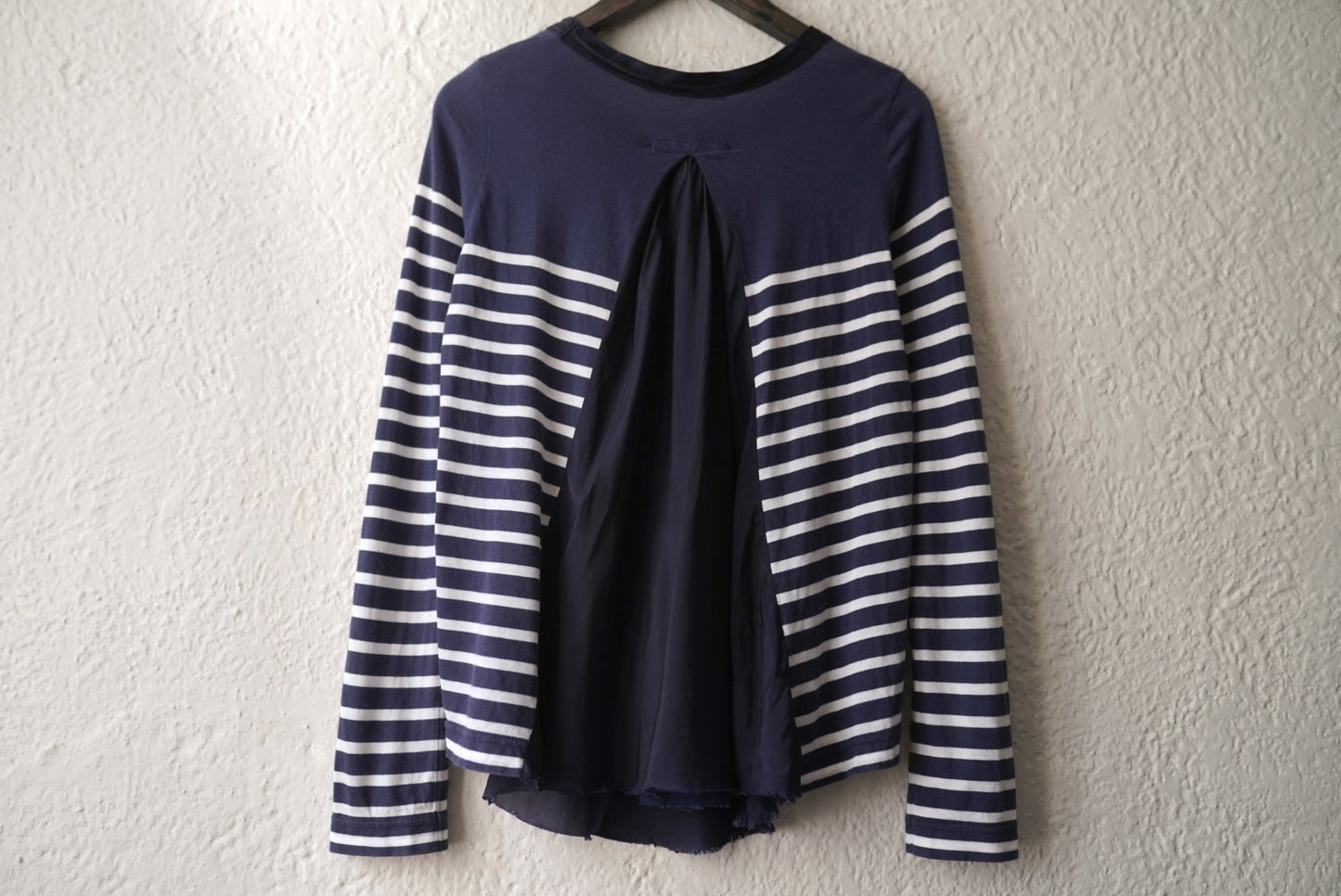 14AW ドッキング長袖ボーダーチュニック チュールフレアトップス / sacai luck(サカイ ラック)