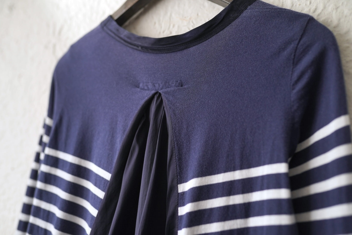 14AW ドッキング長袖ボーダーチュニック チュールフレアトップス / sacai luck(サカイ ラック)