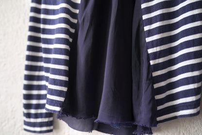 14AW ドッキング長袖ボーダーチュニック チュールフレアトップス / sacai luck(サカイ ラック)