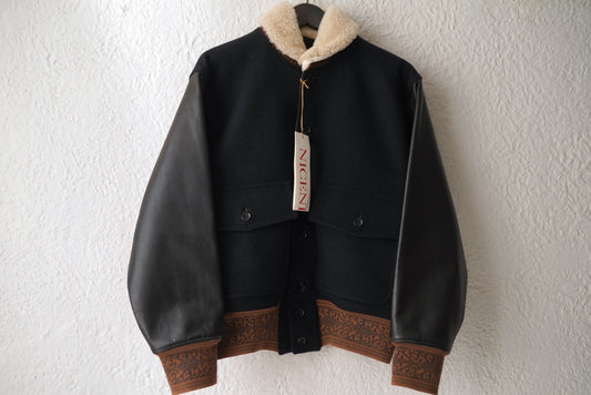 21AW GIANT MOUTON レザー切替ムートンブルゾンジャケット スタジャン / NICENESS(ナイスネス)