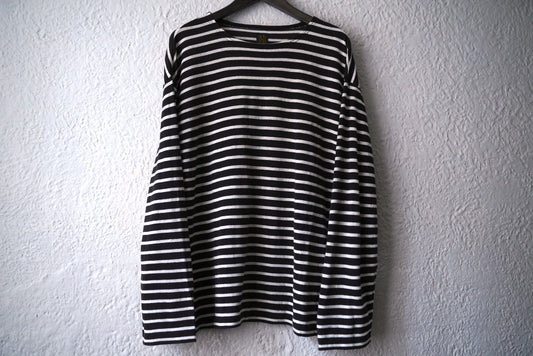 23SS COTTON LINEN HIGH TWIST BASQUE SHIRT L/S コットンリネンラミー長袖ボーダーバスクTシャツ / BATONER(バトナー)