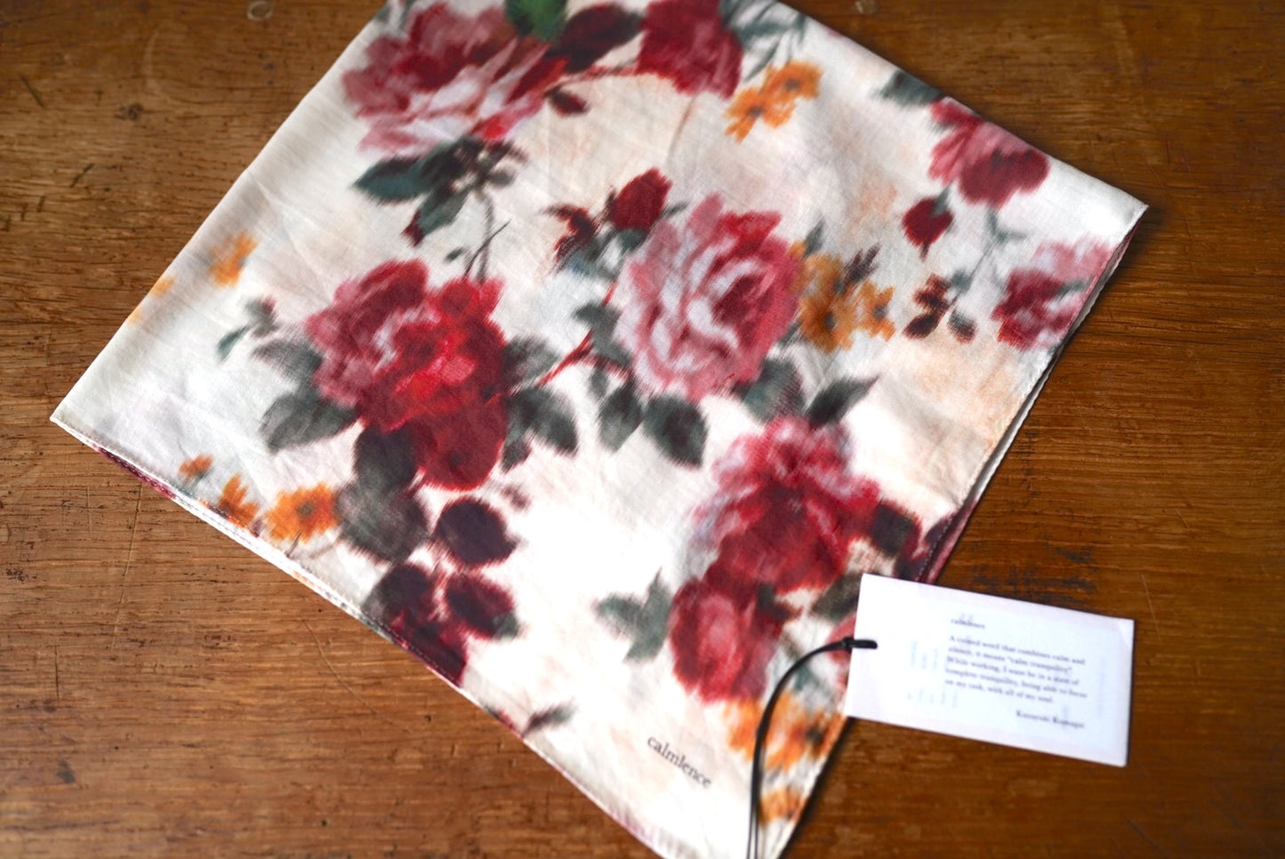 24AW SCARF004 シルクコットン花柄スカーフ / calmlence(カームレンス)
