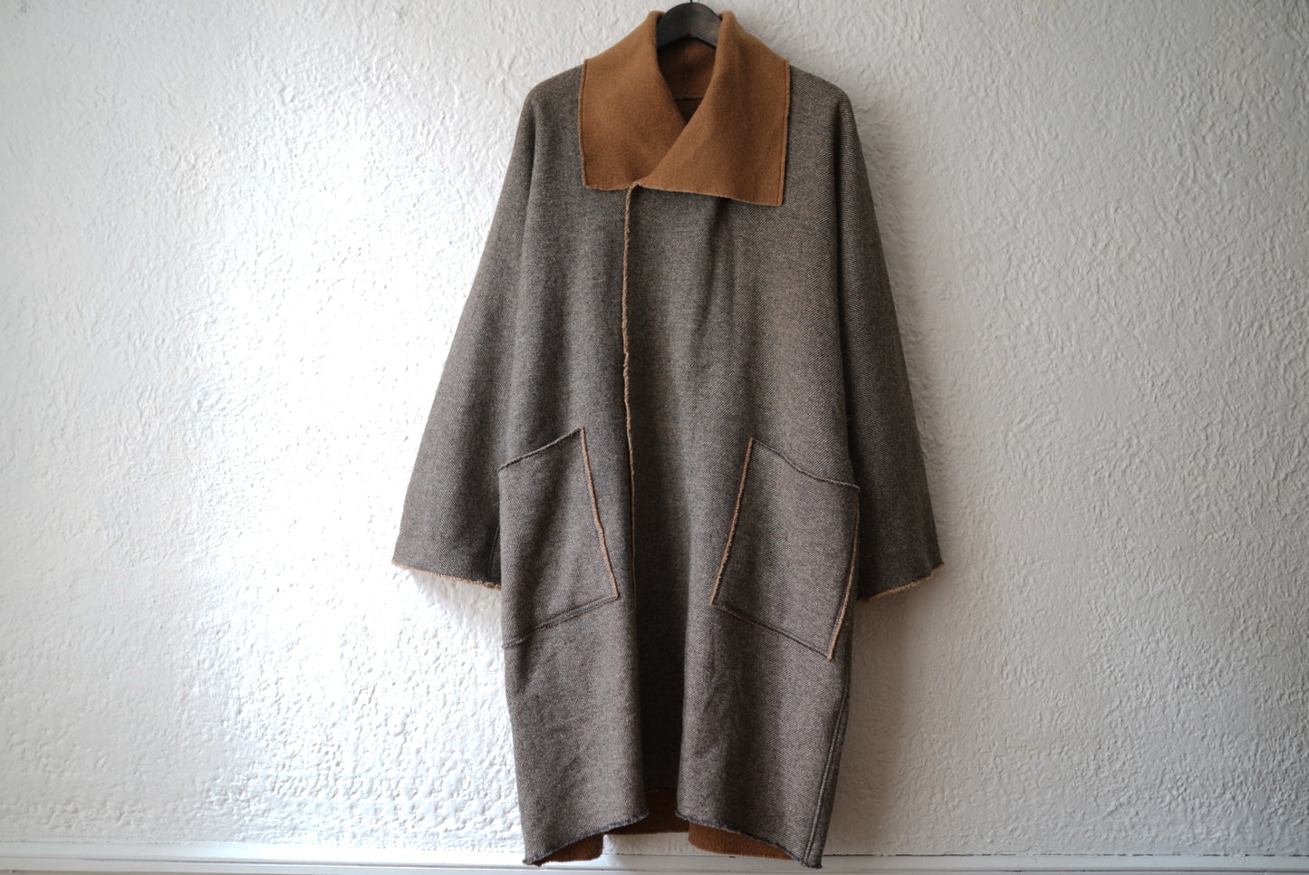 19AW ウールシルクリバーコート 茶杢 / MITTAN(ミタン)