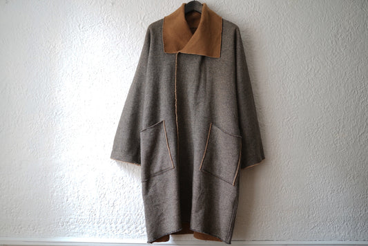 19AW ウールシルクリバーコート 茶杢 / MITTAN(ミタン)