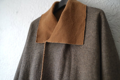 19AW ウールシルクリバーコート 茶杢 / MITTAN(ミタン)