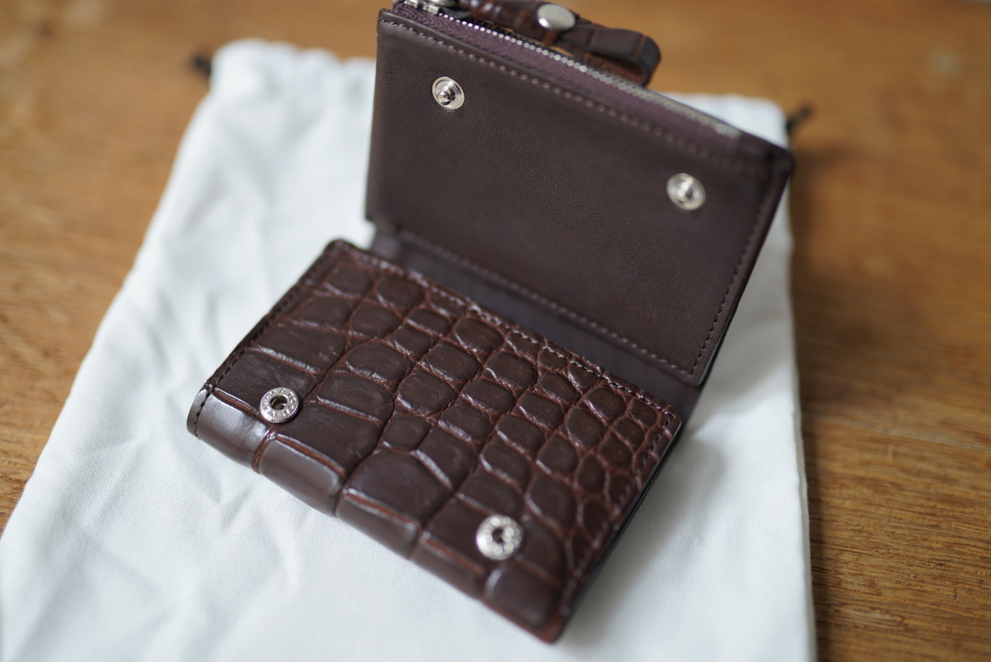 22SS Connect Wallet Mini クロコダイルレザーウォレット / CORNELIAN TAURUS(コーネリアンタウラス)