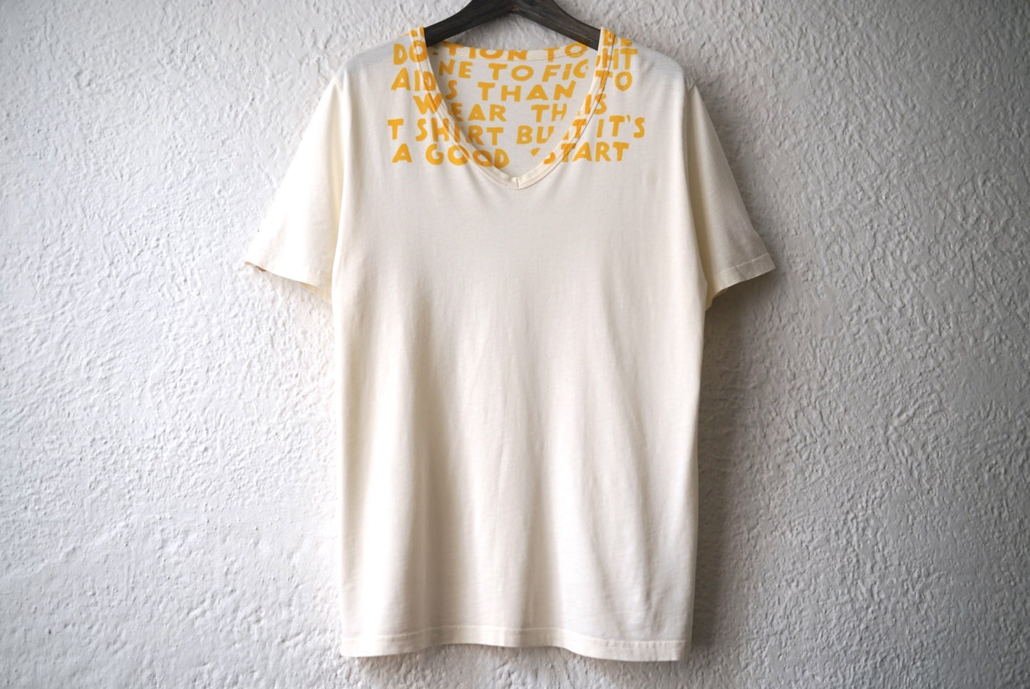 17SS AIDS-T エイズTシャツ オフホワイト×イエロー / Maison Margiela(メゾンマルジェラ)