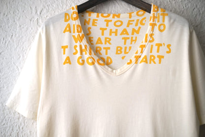 17SS AIDS-T エイズTシャツ オフホワイト×イエロー / Maison Margiela(メゾンマルジェラ)