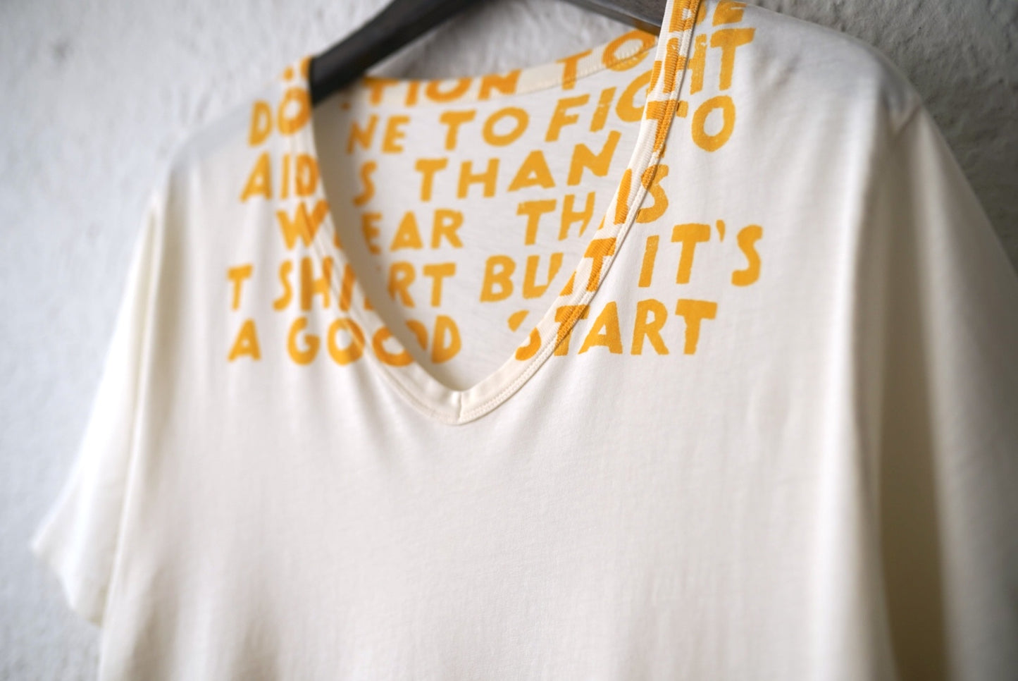 17SS AIDS-T エイズTシャツ オフホワイト×イエロー / Maison Margiela(メゾンマルジェラ)
