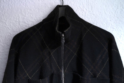21AW Zipped Tall Collar Shirt ウールチェックジップアップブルゾンジャケット / m.a+(エムエークロス)