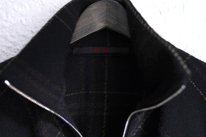 21AW Zipped Tall Collar Shirt ウールチェックジップアップブルゾンジャケット / m.a+(エムエークロス)