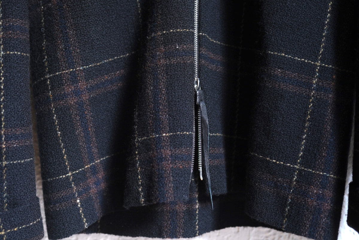 21AW Zipped Tall Collar Shirt ウールチェックジップアップブルゾンジャケット / m.a+(エムエークロス)