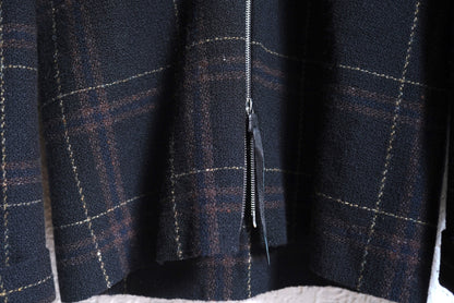 21AW Zipped Tall Collar Shirt ウールチェックジップアップブルゾンジャケット / m.a+(エムエークロス)