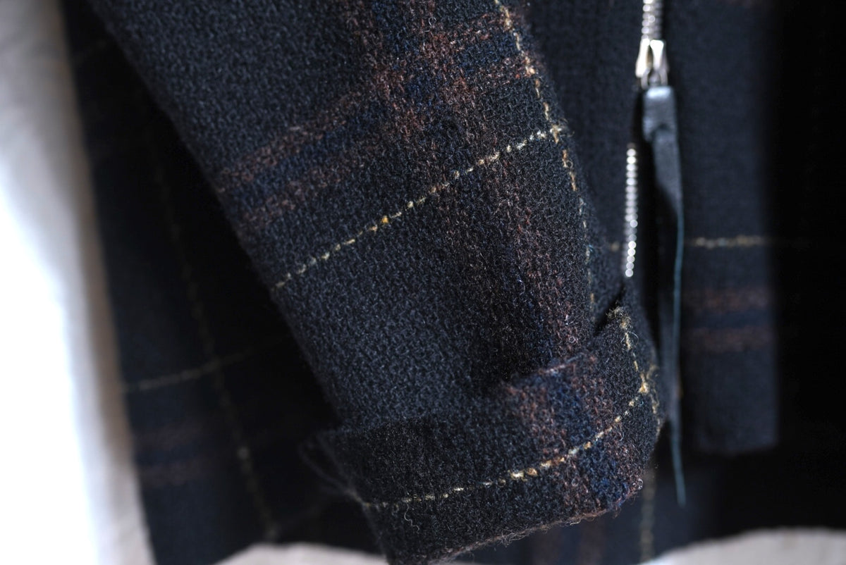 21AW Zipped Tall Collar Shirt ウールチェックジップアップブルゾンジャケット / m.a+(エムエークロス)