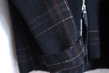 21AW Zipped Tall Collar Shirt ウールチェックジップアップブルゾンジャケット / m.a+(エムエークロス)