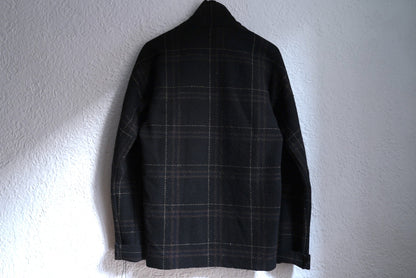 21AW Zipped Tall Collar Shirt ウールチェックジップアップブルゾンジャケット / m.a+(エムエークロス)